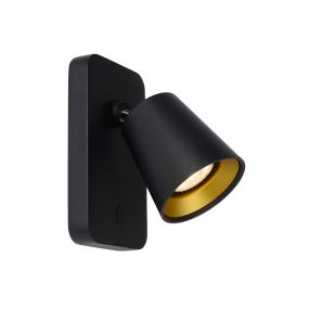 Lucide Turnon - wandverlichting - 9 x 16 x 12,3 cm - 5W LED incl. - dim to warm - zwart
