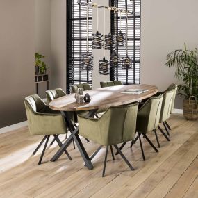 Vico VPE2 - 2 draaibare armstoelen - 62 x 61 x 82 cm - groen velours