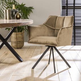 Vico VPE2 - 2 draaibare armstoelen - 62 x 61 x 82 cm - champagne velours