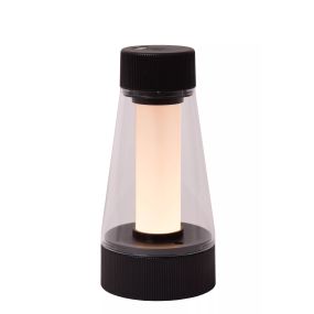 Lucide Lorali - oplaadbare tafellamp - Ø 7,7 x 16 cm - 1,2W LED met dimfunctie incl. - IP44 - zwart