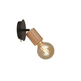 Searchlight Spinny - wandverlichting met schakelaar - Ø 12 x 15 cm - mat zwart