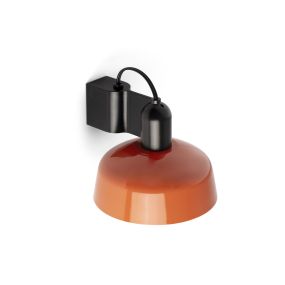Faro Tatawin - wandlamp - Ø 18,4 x 15,5 cm - satijnzwart en glansroodachtigoranje