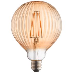 Brilliant Endon geribbelde LED-filament lamp - Ø 12,5 x 17,5 cm - E27 - 4W niet dimbaar - 2000K - amber