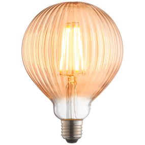 Brilliant Endon geribbelde LED-filament lamp - Ø 12,5 x 17,5 cm - E27 - 4W niet dimbaar - 2000K - amber