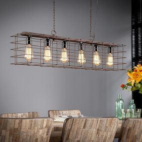 Vico Cage - hanglamp - 95 x 21 x 150 cm - roest bruin