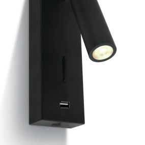 ONE Light Reading Spots - wandverlichting met schakelaar - 6 x 2,5 x 18 cm - 3W LED incl. - zwart