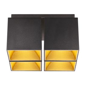 Nordlux Ethan - opbouwspot 4L - 21,6 x 21,6 x 12 cm - zwart