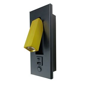 Artdelight Adam - wandlamp met USB-poort - 19,2 x 7,2 x 7 cm - 3W - zwart/goud