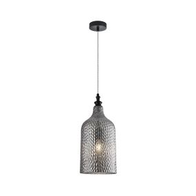 Nova Luce Marou - hanglamp - Ø 19,5 x 120 cm - glimmend grijs en mat zwart
