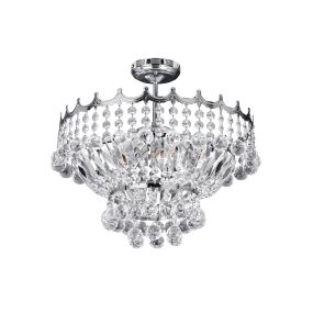 Searchlight Versailles - luster - Ø 42 x 44 cm - chroom en transparant