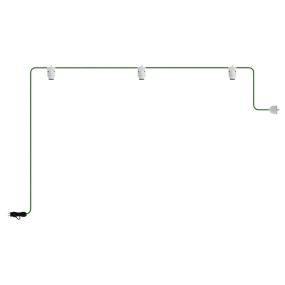 Creative Cables Eiva - draagbare lichtslinger - 4,9 meter totale lengte - 3 x Eiva 2-way E27-fitting met siliconen kabelhouder - IP65 - groen & wit