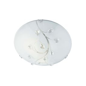 Searchlight Flush - plafondverlichting - Ø 40 x 12 cm - wit en chroom