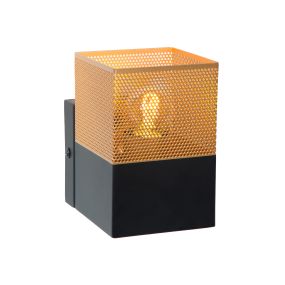 Lucide Renate - wandverlichting - 10 x 10 x 15 cm - zwart en mat goud