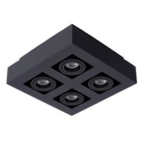 Lucide Xirax - opbouwspot 4L - 25 x 8 cm - 4 x 5W dimbare LED incl. - dim to warm - zwart
