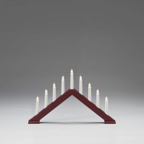 Konstsmide kerstverlichting - houten kerst kandelaar - 50,6 x 5 x 32 cm - mat donkerrood