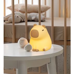 Fischer & Honsel Piggy - nachtlampje - 10 x 11 x 12 cm - 0,5W RGBW LED incl. - bruin
