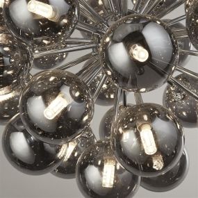 Searchlight Berry - hanglamp - Ø 51 x 150 cm - chroom en gerookt glas