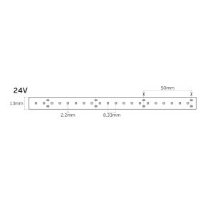 VK Lighting LED strip - 1,3cm breed, 500cm lengte - 24Vdc - dimbaar - 12W LED per meter - 120 LEDs per meter - IP66 - 2700K