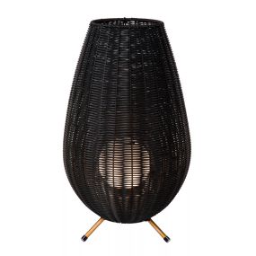 Lucide Colin - oplaadbare tafellamp buiten - Ø 30 x 50 cm - 3 stap dimmer - 3W dimbare LED incl. - IP44 - zwart