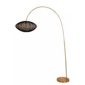 Lucide Corina - staanlamp - 131 x 55 x 192 cm - zwart en messing