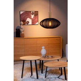 Lucide Corina - hanglamp - Ø 50 x 170 cm - zwart en messing