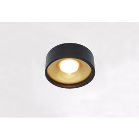 Artdelight Orlando - plafondverlichting - Ø 14 x 5 cm - 10W dimbare LED incl. - zwart en mat goud