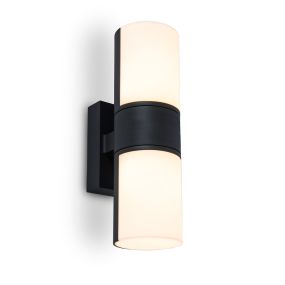 Lutec Cyra - buiten wandlamp - 7 x 12 x 24 cm - 2 x 12W LED incl. - IP54 - zwart