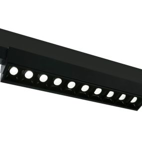 ONE Light Adjustable LED Linear Track Light - rail spot - 3-fase railsysteem - 58 x 6 x 8 cm - 10 x 5W LED incl. - zwart - warm witte lichtkleur