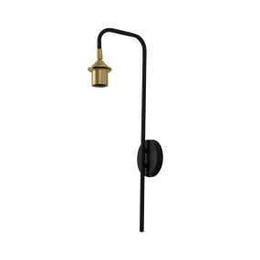 Artdelight Dajano - wandlamp - 15,5 x 54 cm - zwart met goud