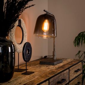 Vico Grey Shade - tafellamp - 23 x 40 x 52 cm - gerookt glas