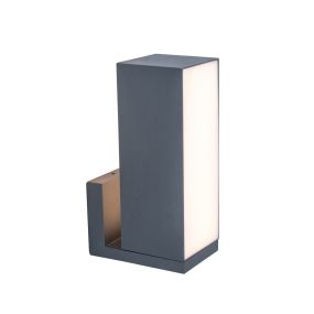 Lutec Cuba - buiten wandverlichting - slimme verlichting - Lutec Connect - 9,3 x 14,4 x 25,6 cm - 15W LED incl. - IP54 - donkergrijs
