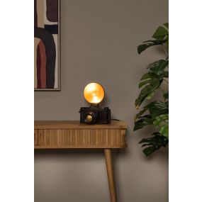 Lucide Extravaganza Camera - tafellamp - 22,5 x 16 x 30 cm - zwart met goud