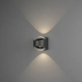 Konstsmide Bitonto - buiten wandlamp - 10,5 x 12 x 12 cm - 2x 5,5W LED incl. - IP54 - antraciet