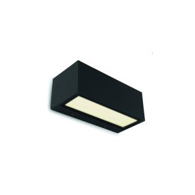 Lutec Gemini - buiten wandlamp - 22 x 10 x 8  cm - 21W LED incl. - IP54 - zwart - warm wit