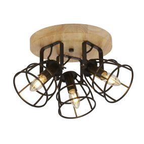 Searchlight Vision - plafondlamp - Ø 38 x 23 cm - mat zwart