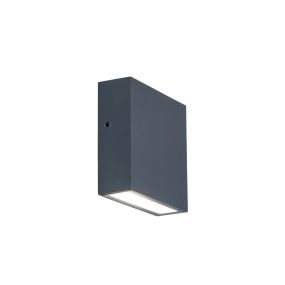 Lutec Gemini XF - wandverlichting - 11 x 3,8 x 11 - 9,5W LED incl. - IP54 - donkergrijs - wit