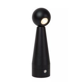 Lucide Ipsos - oplaadbare tafellamp - Ø 6 x 22 cm - 3W dimbare LED incl. - zwart