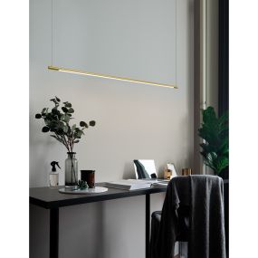 Nova Luce Elettra - hanglamp - 120 x 7 x 150 cm - 20W LED incl. - messing goud