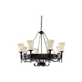 Searchlight Cartwheel - luster - Ø 88 x 135 cm - mat zwart en wit
