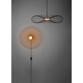VK Lighting Synnefo - wandverlichting met kabelschakelaar en stekker - Ø 61 of 74 cm - 8W LED incl. - zwart