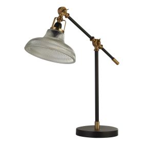 Searchlight Berwick - tafellamp - 24 x 67 cm - zwart, messing en transparant