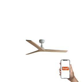 Faro Klim M Fan - plafondventilator - Ø 125 cm - incl. afstandsbediening - slimme ventilator - licht hout en wit