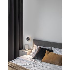 Nova Luce Penor - wandverlichting met schakelaar - Ø 14 x 5,7 cm - 9W LED incl. - zand zwart