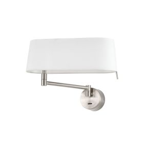 Faro - wandverlichting met schakelaar - 31,5  x 11 x 23 cm - 11W LED incl. - satijn nikkel