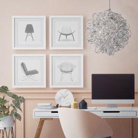 Searchlight Scribble - hanglamp - Ø 41 x 138 cm - 6 x 14W halogeen incl. - zilver