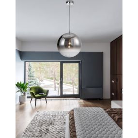 Nova Luce Ficato - hanglamp - Ø 40 x 120 cm - rokerig en chroom