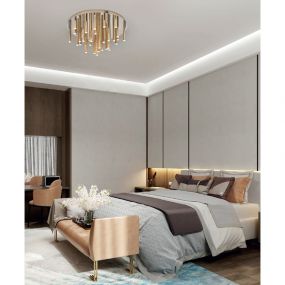 Maxlight Organic - plafondverlichting - Ø 60 x 34 cm - 33 x 1W dimbare LED incl. - goud