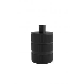 Calex - 3-ringen E27-fitting met cilindervormige kabelhouder - Ø 4,8 x 6,3 cm - mat zwart