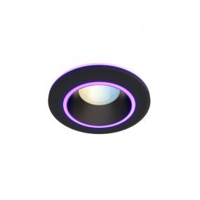 Calex Smart Halo - inbouwspot - Ø 10 x 7,3 cm - 6,5W - dimfunctie via app - 2700-6500K+ RGB - IP44 - zwart 