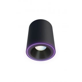 Calex Smart Halo - opbouwspot - Ø 10 x 12,5 cm - 6,5W - dimfunctie via app - 2700-6500K+ RGB - zwart 